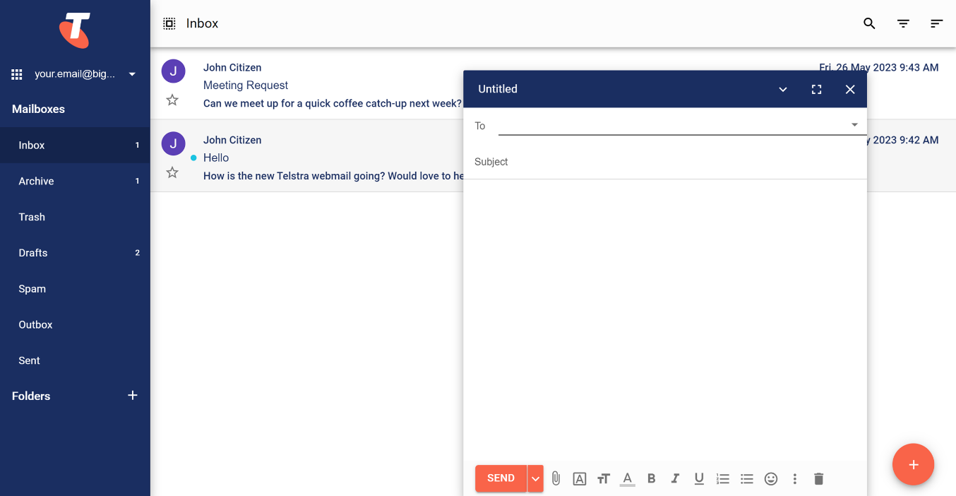 Composing a new email Composing a new email