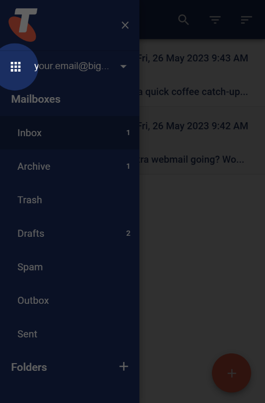 Select the apps grid icon to open the submenu Select the apps grid icon to open the submenu